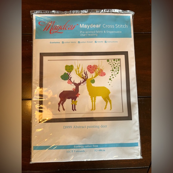 Abstract Deer Stamped Cross Stitch Kit - Picture 4 of 5